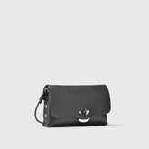 BLACK HAMMERED LEATHER SMALL LETTER CLUTCH BAG - Seasonal | Zanellato