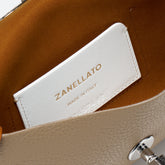 BORSA POCHETTE LETTERA SMALL IN PELLE MARTELLATA GREY CRETA - grey creta | Zanellato