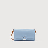 BORSA POCHETTE LETTERA SMALL IN PELLE MARTELLATA BLUE PELLESTRINA | Zanellato