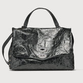 BORSA POSTINA® MEDIUM IN PELLE SPAZZOLATA BLACK NERO - Borse in Pelle Spazzolata | Zanellato