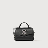 BORSA POSTINA® SUPER BABY IN PELLE MARTELLATA BLACK NERO - Spring-Summer Bags | Zanellato