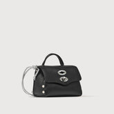 BORSA POSTINA® SUPER BABY IN PELLE MARTELLATA BLACK NERO - Mini Bag | Zanellato