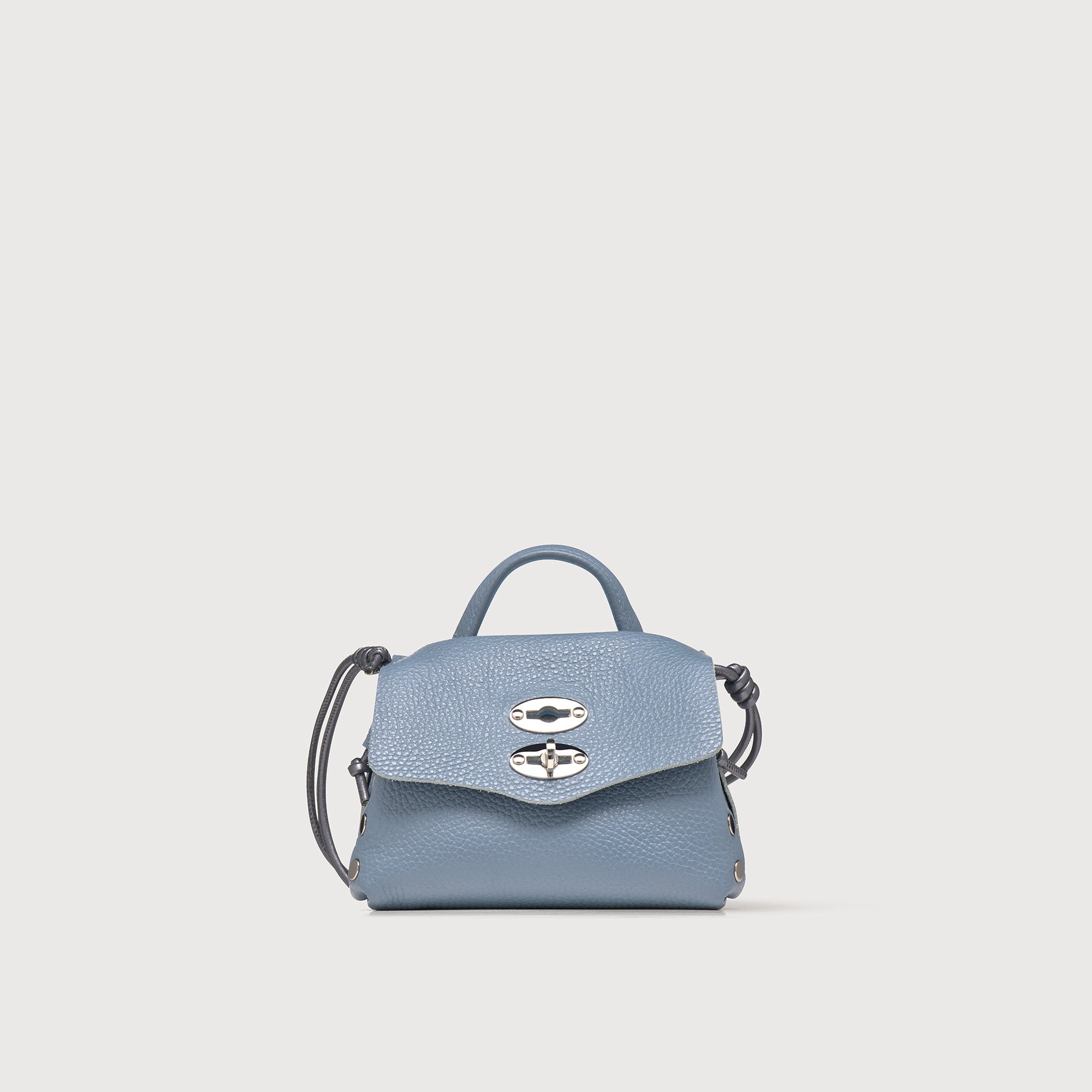 SUPER-BABY POSTINA® MESSENGER BAG IN LAMÉ LEATHER BLUE CARTA DA ZUCCHERO |  Zanellato