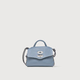 SUPER-BABY POSTINA® MESSENGER BAG IN LAMÉ LEATHER BLUE CARTA DA ZUCCHERO - Postina® | Zanellato