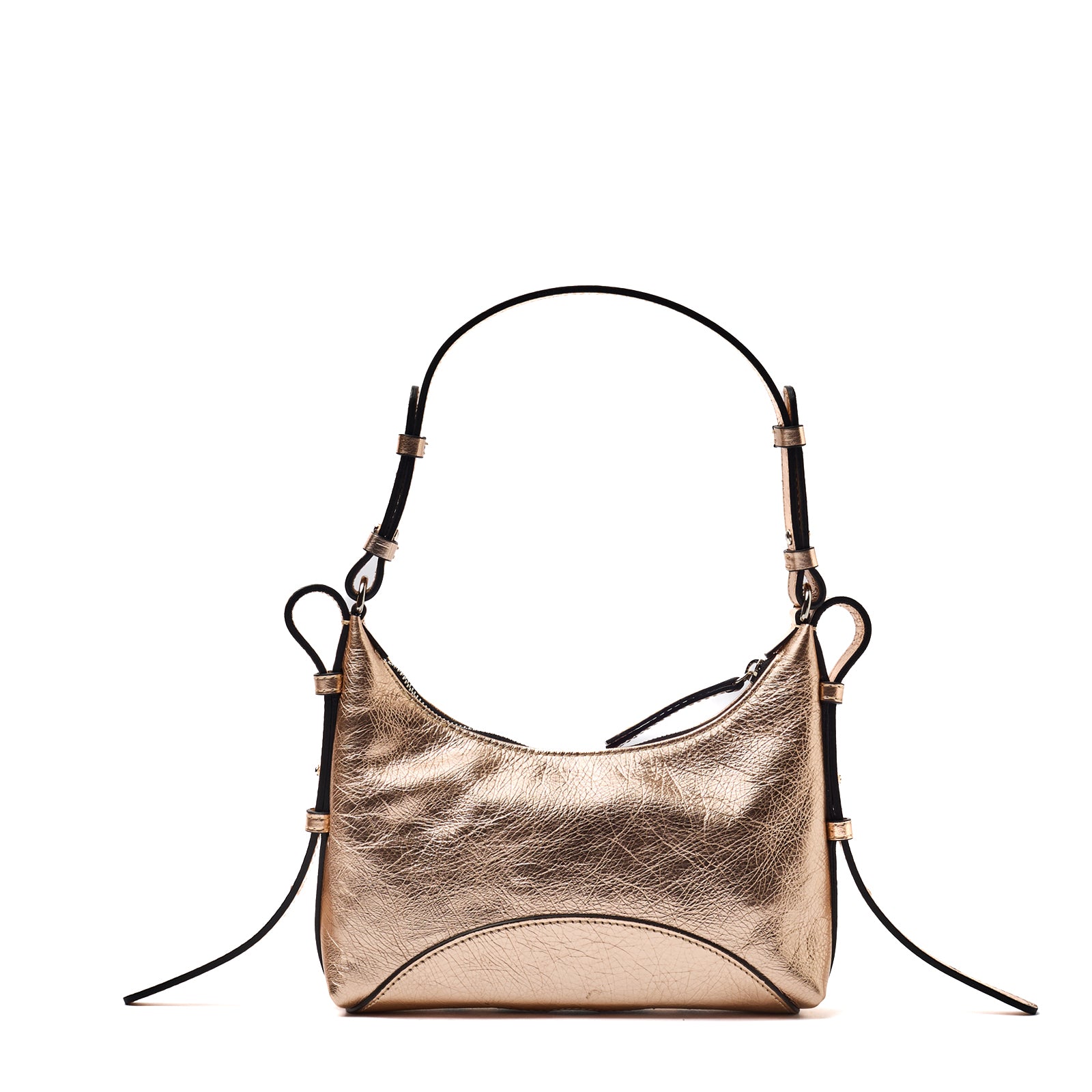 Zanellato BORSA MITA SMALL IN PELLE MARTELLATA GOLD CRISTALLO | Zanellato