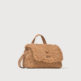 BABY POSTINA® MESSENGER BAG IN TEDDY FUR BROWN TEDDY - Fabric Leather Bags | Zanellato