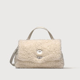 BORSA POSTINA® SMALL IN TESSUTO TEDDY WHITE MERINOS - White merinos | Zanellato