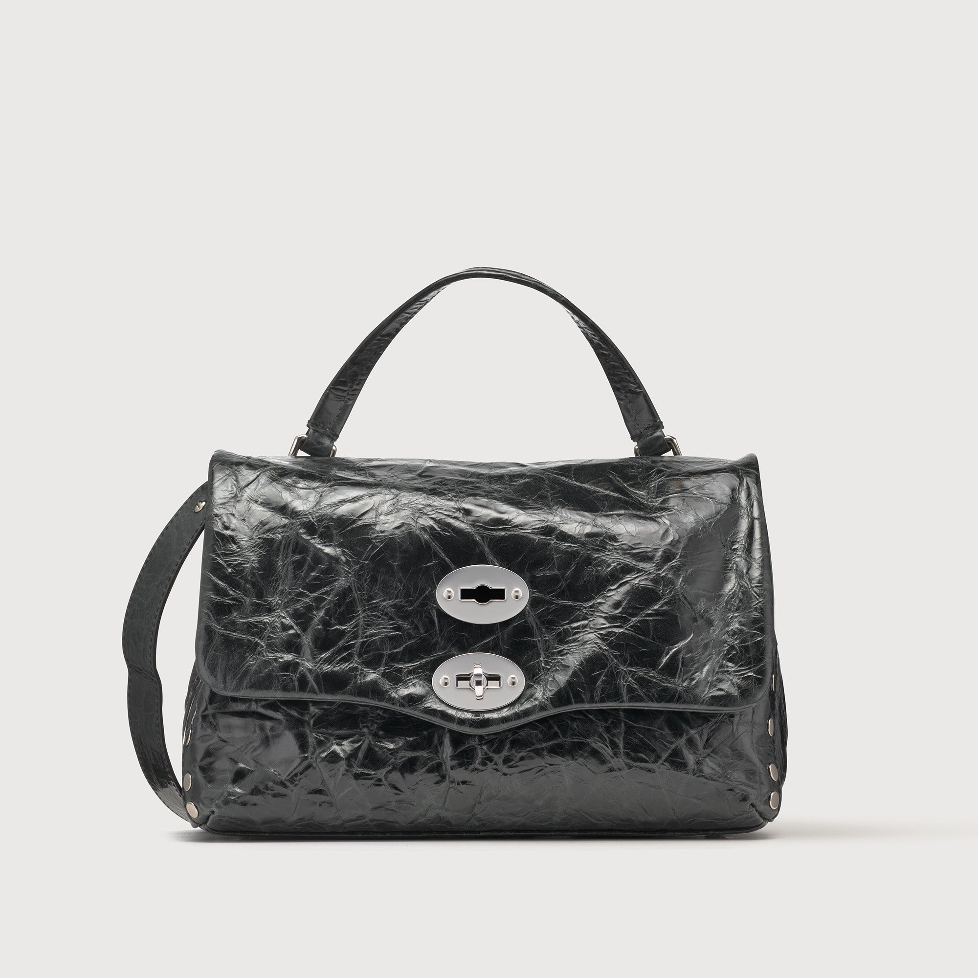 Zanellato BORSA POSTINA® SMALL IN PELLE SPAZZOLATA BLACK NERO | Zanellato