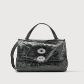 BORSA POSTINA® SMALL IN PELLE SPAZZOLATA BLACK NERO - Borse in Pelle Spazzolata | Zanellato