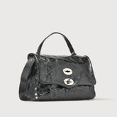 BORSA POSTINA® SMALL IN PELLE SPAZZOLATA BLACK NERO - Borse in Pelle Spazzolata | Zanellato