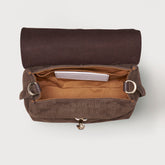 BABY POSTINA® MESSENGER BAG IN NUBUCK LEATHER BROWN FONDENTE | Zanellato