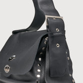 BORSA POSTINA® MEDIUM IN PELLE MARTELLATA BLACK NERO - Black nero | Zanellato