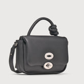 MEDIUM ELLA SOFT BAG IN PLAIN LEATHER BLACK NERO - Seasonal | Zanellato