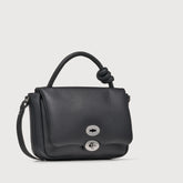 SMALL ELLA SOFT BAG IN PLAIN LEATHER BLACK NERO - Seasonal | Zanellato