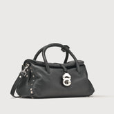 BORSA DOTTA SMALL IN PELLE MARTELLATA BLACK NERO - Dotta® | Zanellato