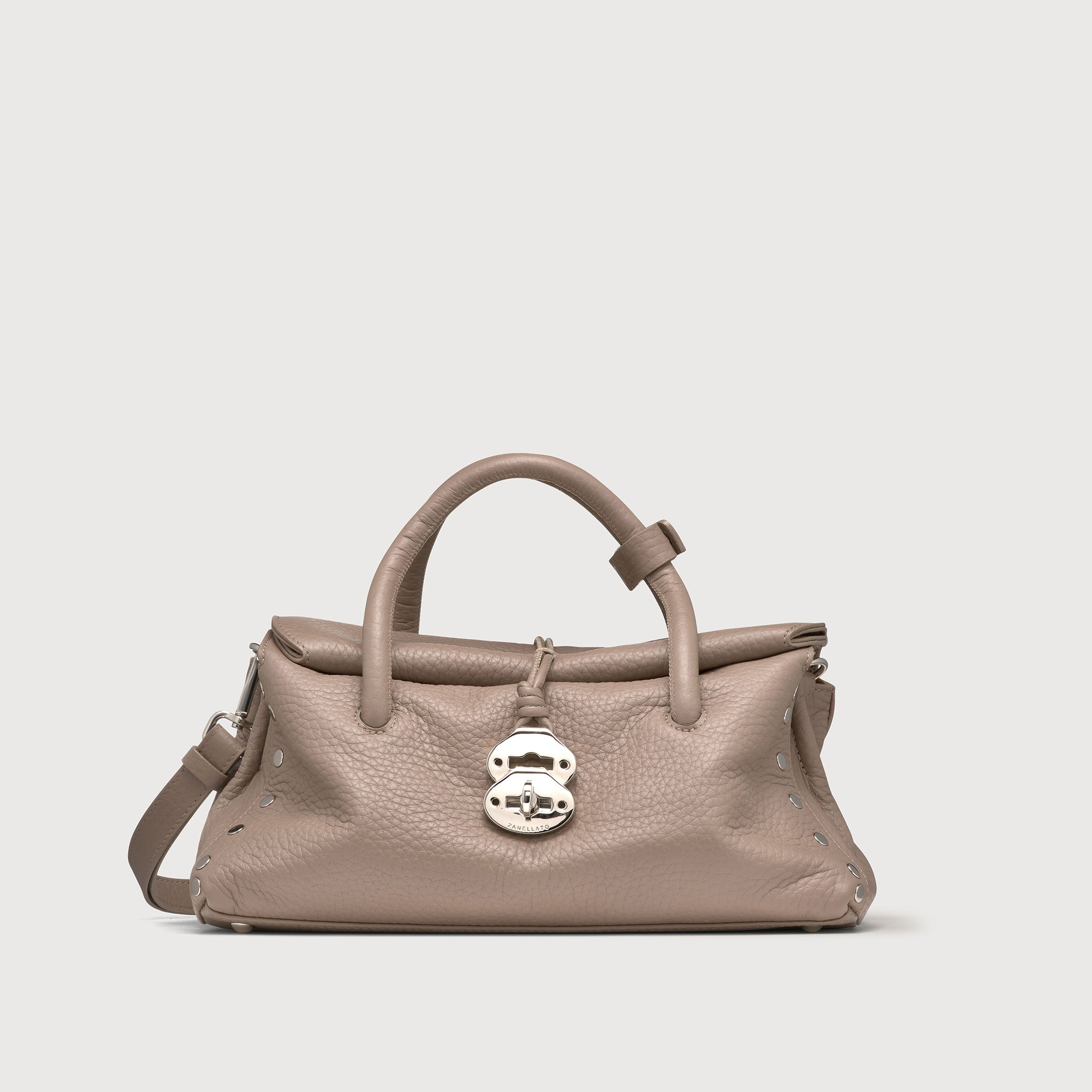 ﻿Zanellato BORSA DOTTA® SMALL IN PELLE MARTELLATA GREY CENERINO | Zanellato