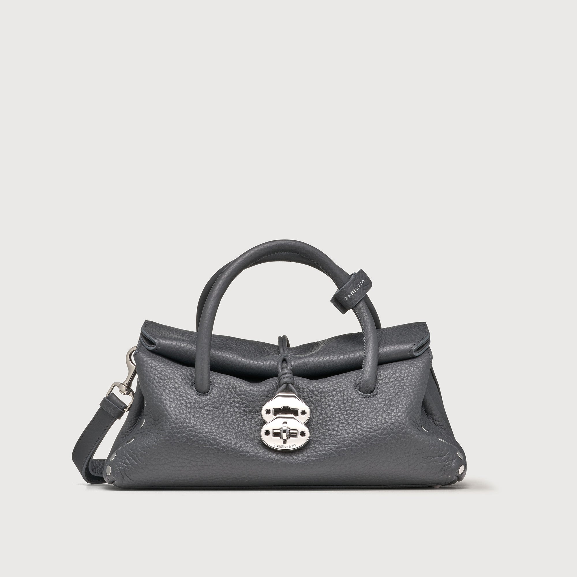 Zanellato BORSA DOTTA® SMALL IN PELLE MARTELLATA GREY STROMBOLI | Zanellato