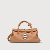 SMALL DOTTA® BAG IN TUMBLED LEATHER BROWN AMARETTO - Satchel Bags | Zanellato