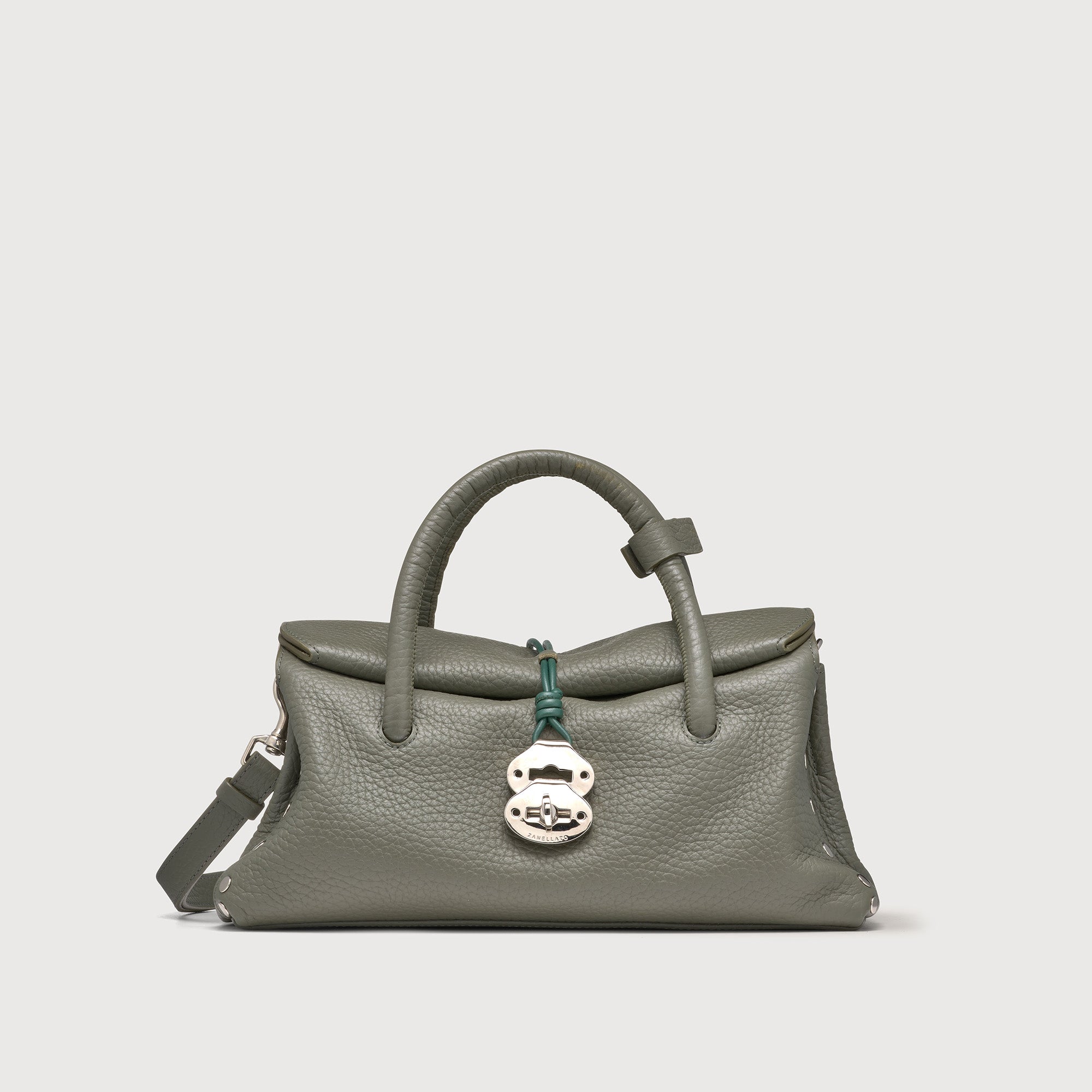 Zanellato BORSA DOTTA® SMALL IN PELLE MARTELLATA GREEN LICHENE | Zanellato