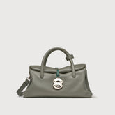 SMALL DOTTA® BAG IN TUMBLED LEATHER GREEN LICHENE - Satchel Bags | Zanellato