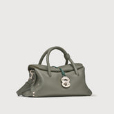 SMALL DOTTA® BAG IN TUMBLED LEATHER GREEN LICHENE - Satchel Bags | Zanellato