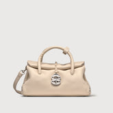 SMALL DOTTA® BAG IN TUMBLED LEATHER WHITE ALABASTRO - Satchel Bags | Zanellato