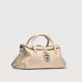 SMALL DOTTA® BAG IN TUMBLED LEATHER WHITE ALABASTRO - Satchel Bags | Zanellato