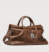 BORSA DOTTA® EXTRA LARGE IN PELLE MARTELLATA BROWN SAN ZENO - Borse a Mano | Zanellato