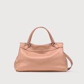 SMALL POSTINA® MESSENGER BAG IN TUMBLED LEATHER PINK NUDE | Zanellato